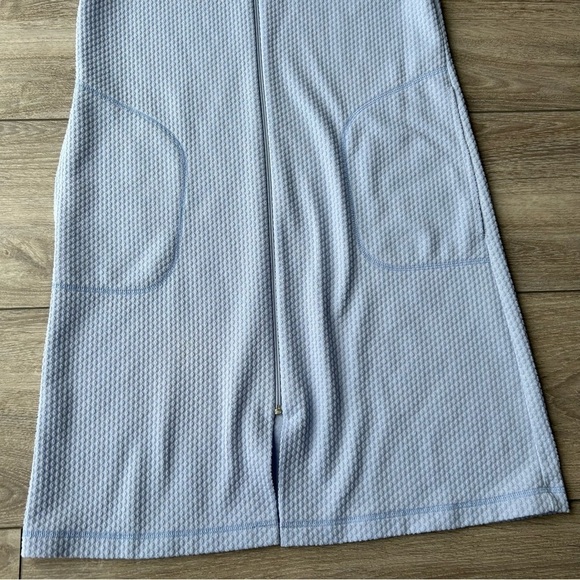 Vintage Diamond Tea Textured Zip  Up Uniform Style Mini Dress - Picture 10 of 13